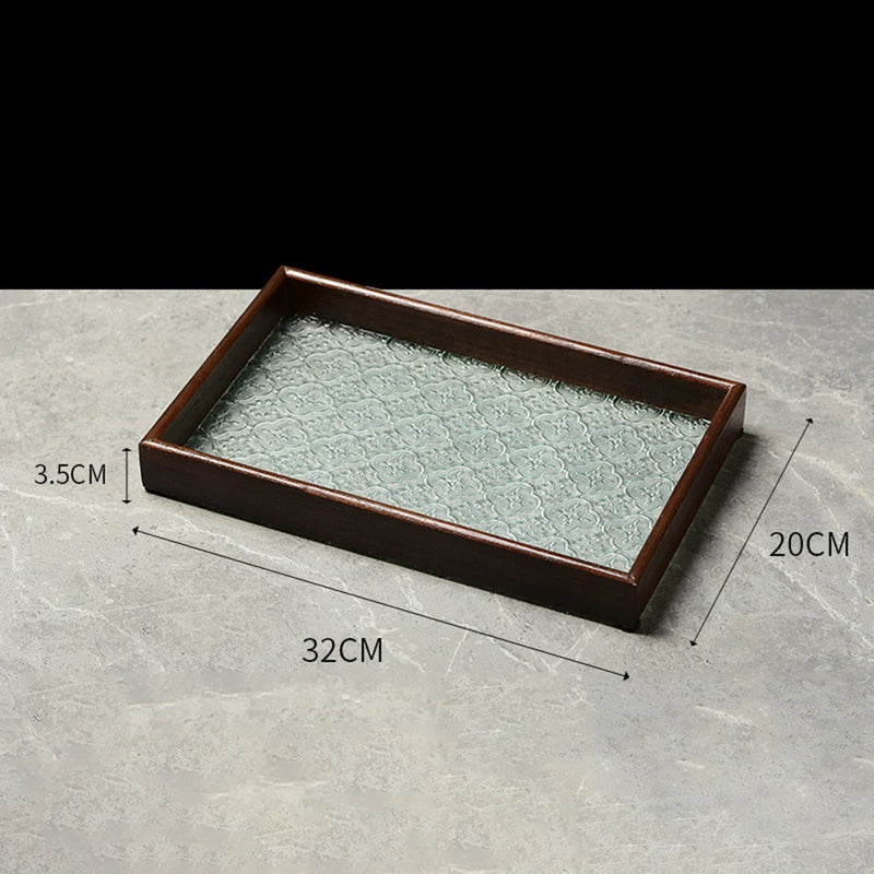 Bandeja de Vidro Organizadora com Base Floral