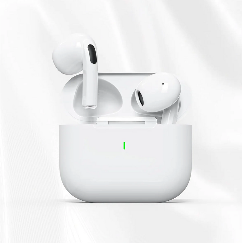 Fone De Ouvido Sem Fio Bluetooth 5.3 Compatível iPhone Android Com Microfone e Redução de Ruído Wireless Academia Corrida Musicas Graves Potentes Controle Touch,À Prova D'água HiFi Branco