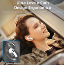 Fone De Ouvido Sem Fio Bluetooth 5.3 Compatível iPhone Android Com Microfone e Redução de Ruído Wireless Academia Corrida Musicas Graves Potentes Controle Touch,À Prova D'água HiFi Branco