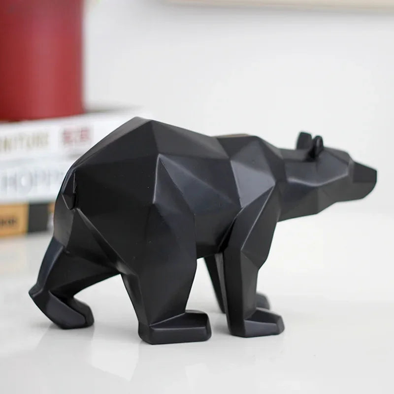 Escultura Decorativa de Urso Polar Geométrico em Resina