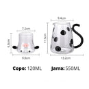 Jarra de Vidro Borossilicato com Copo Temático Vaquinha