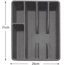 Organizador de Talheres Para Gaveta com 5 Divisórias Cinza