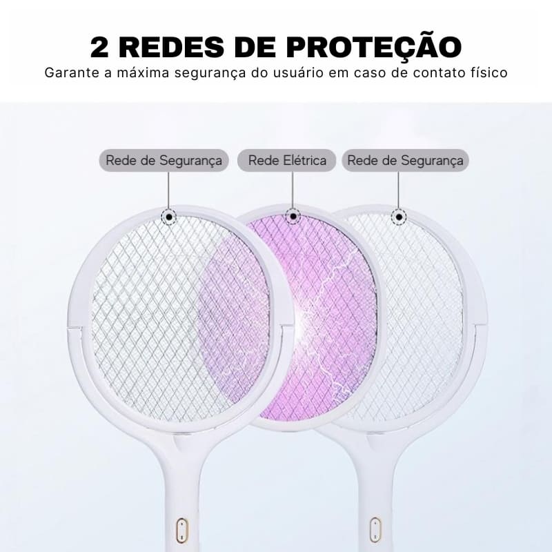 Raquete Mata Mosquito Elétrica com luz UV
