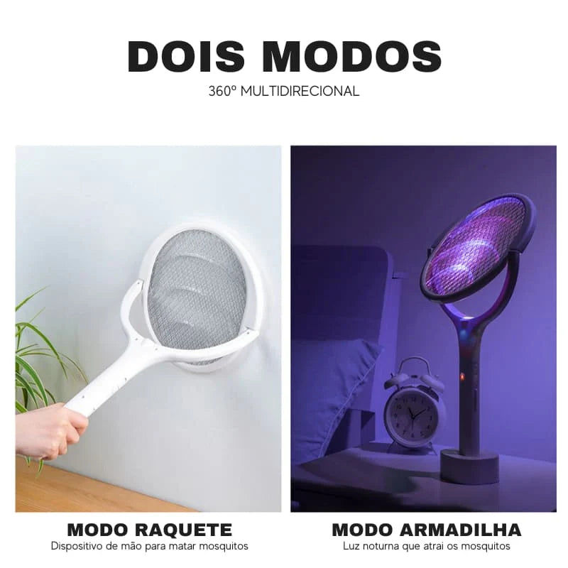 Raquete Mata Mosquito Elétrica com luz UV